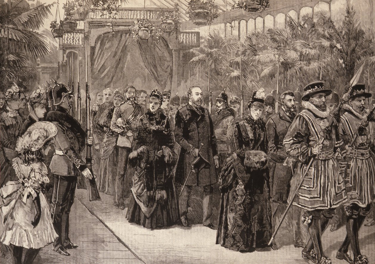 El Príncipe y la Princesa de Gales en Manchester: Procesión en el Edificio de la Exposición de English School