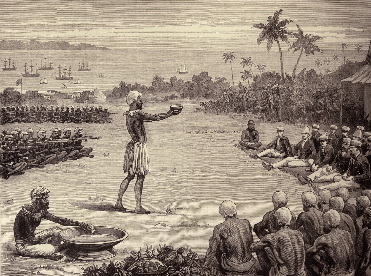 Los Príncipes Marineros en las Islas Fiji: Encantamiento del Yangona, o Cuenco de Kava de English School