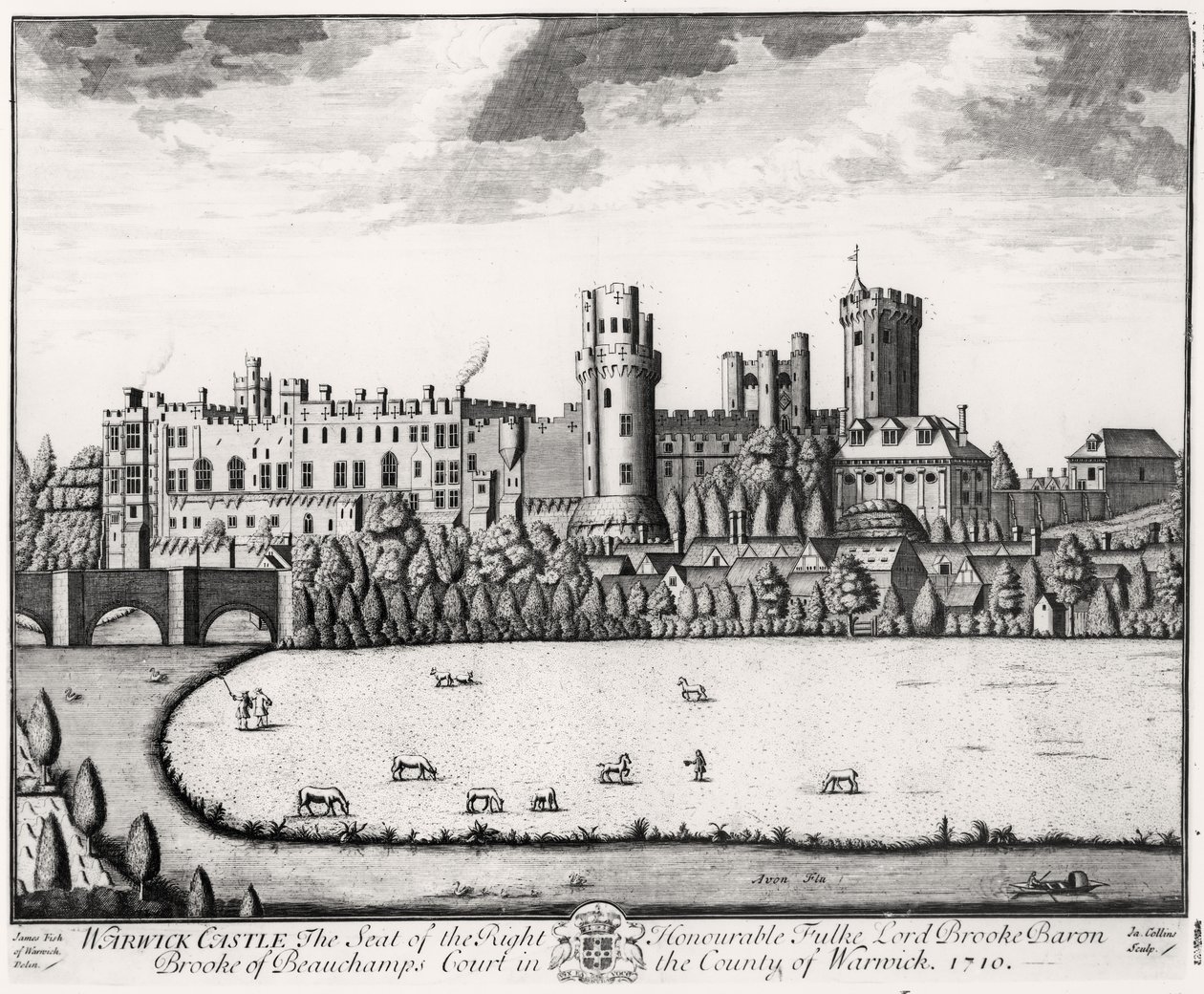 Castillo de Warwick, la residencia de Lord Brooke, Barón Brooke de Beauchamps Court, 1710 de English School