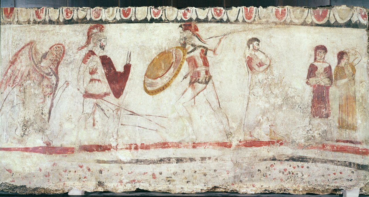 Guerreros luchando (detalle) de Etruscan