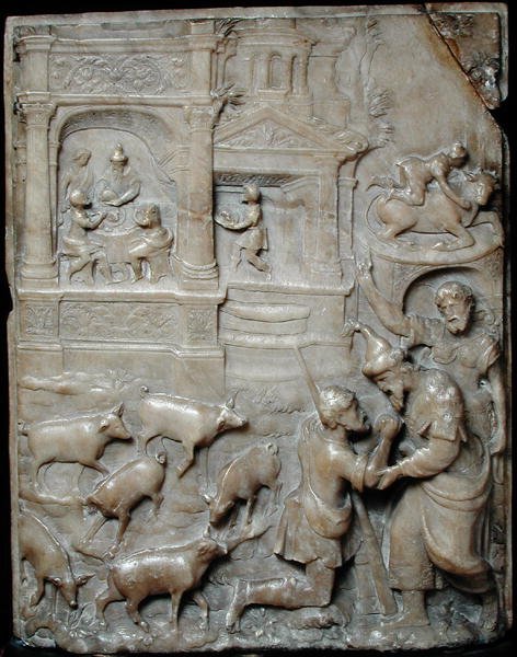 Relieve que representa el regreso del hijo pródigo, de Malinas de Flemish School