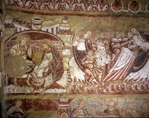 (De izquierda a derecha) Cristo lavando los pies de Pedro, Judas besando a Cristo de French School