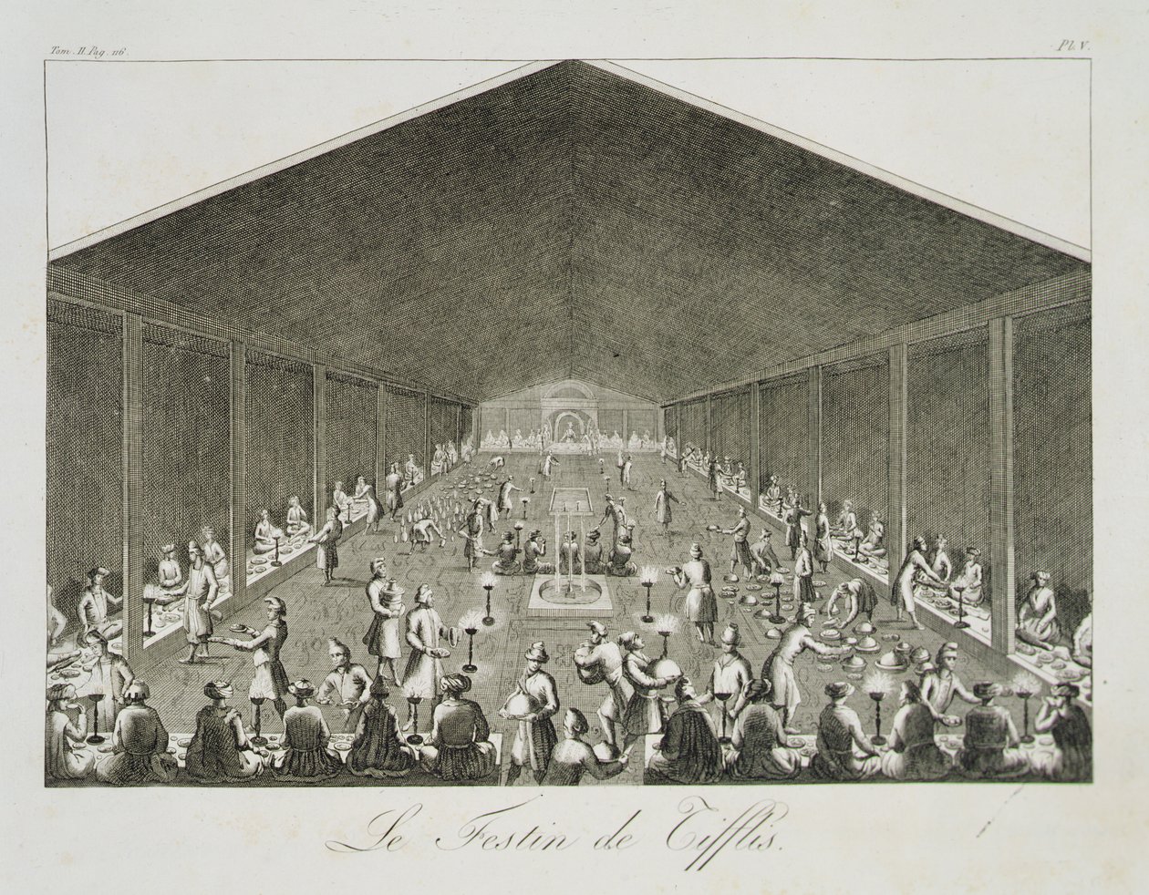 Un Banquete en Tiflis, de Viajes del Caballero Chardin en Persia y otros Lugares de Oriente, por Jean Chardin (1643-1713), publicado 1811 de French School