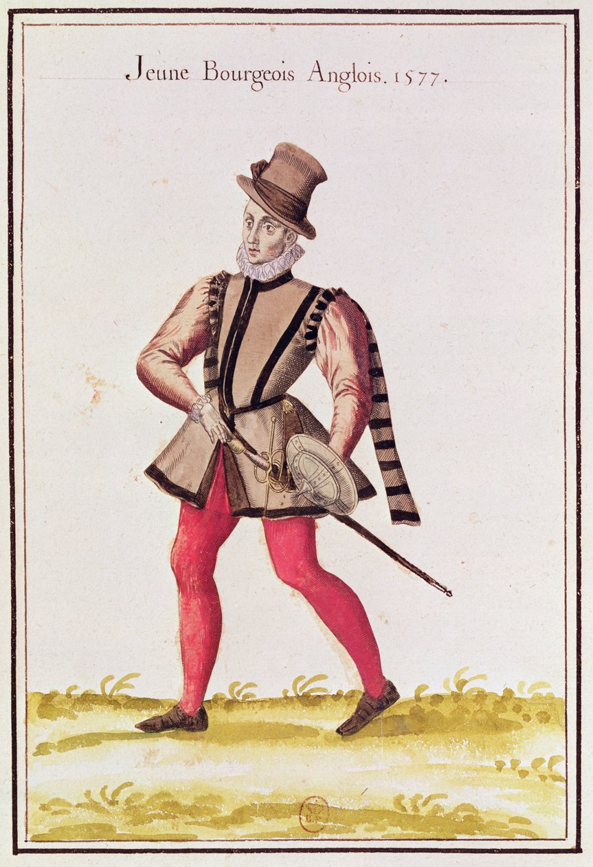 Trajes de los países del norte - un joven ciudadano inglés, 1577 de French School