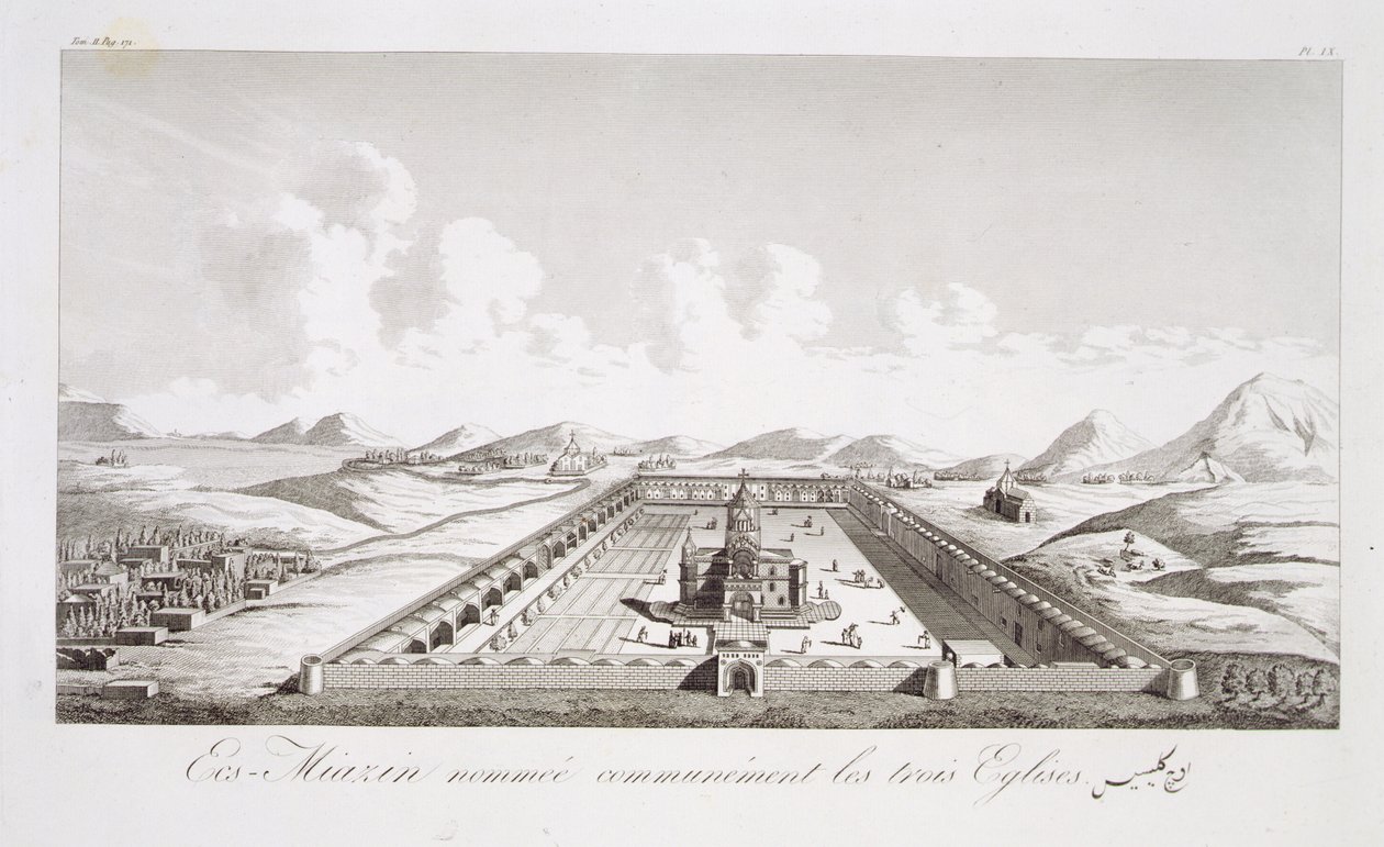 Echmiadzin, conocido como las Tres Iglesias, de Viajes del Caballero Chardin en Persia y otros Lugares de Oriente, por Jean Chardin (1643-1713), publicado 1811 de French School