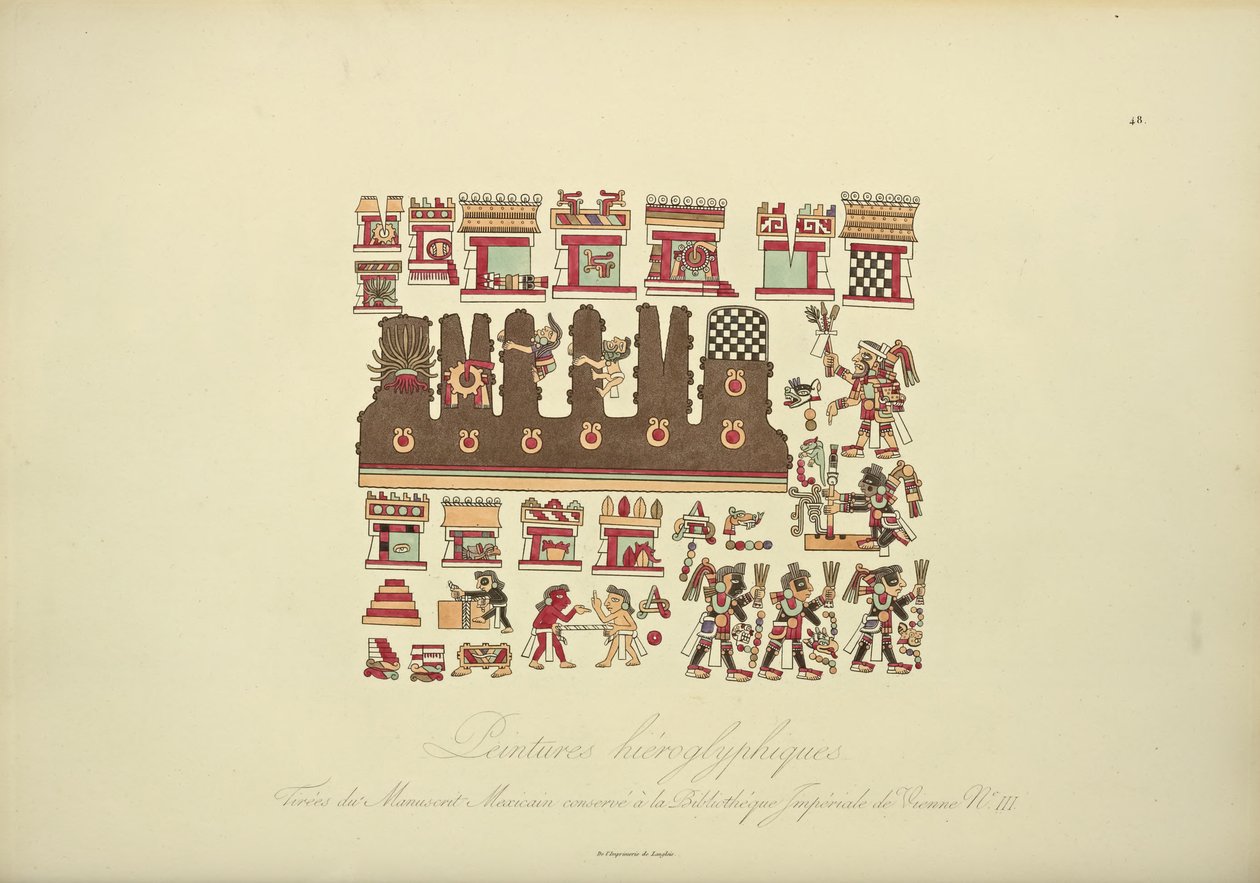 Pinturas jeroglíficas del manuscrito mexicano III, conservadas en la Biblioteca Imperial de Viena, ilustración de Vues des Cordillères et Monumens des Peuples Indigènes de l