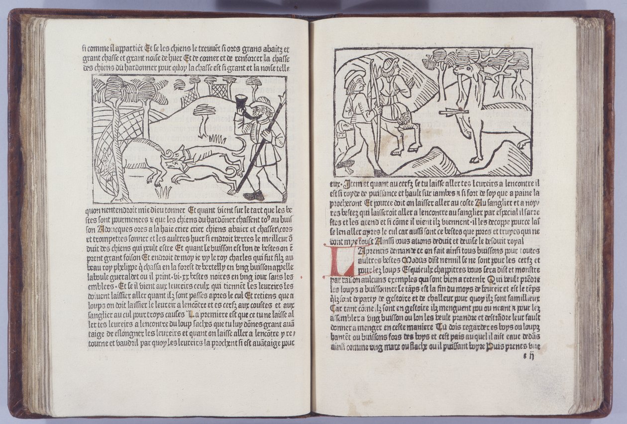 Ilustración de Le Liurse du Roy Modus et de la Reine Racio por Henri Ferrieres, 1486 de French School