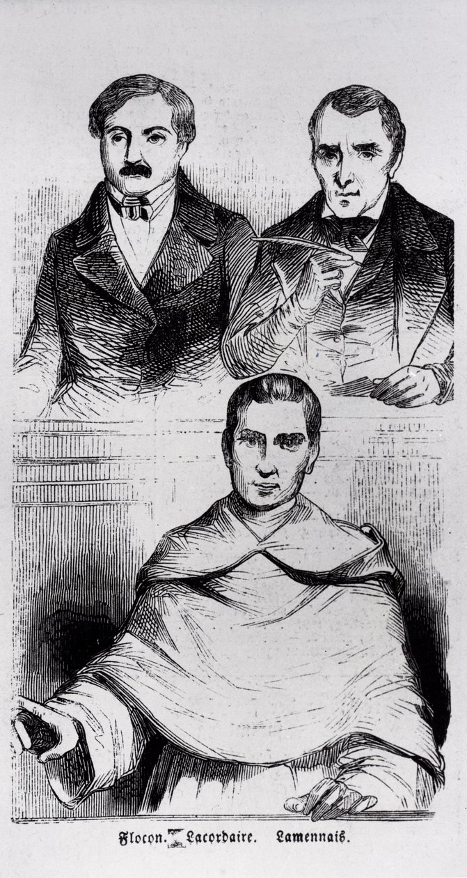 Jean-Baptiste Lacordaire, Fr. de Lamennais y F. Flocon de French School