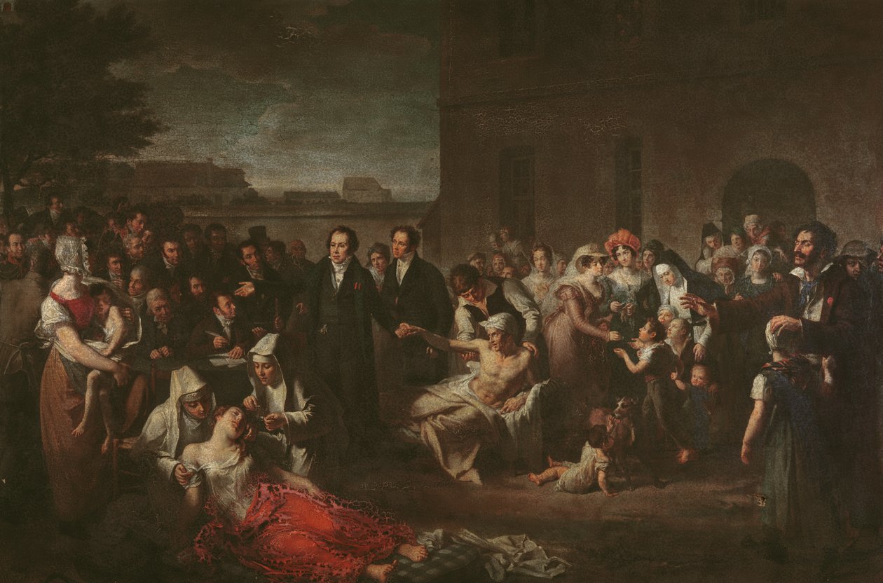 Jean-Louis Alibert tratando a pacientes con fiebre tifoidea en el Hospital Saint-Louis de French School