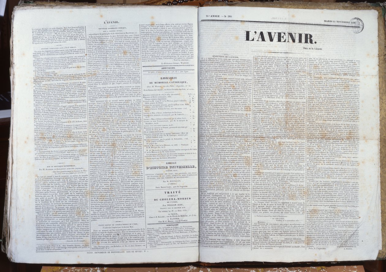Último Número del Diario LAvenir, 16 de Noviembre de 1830 de French School