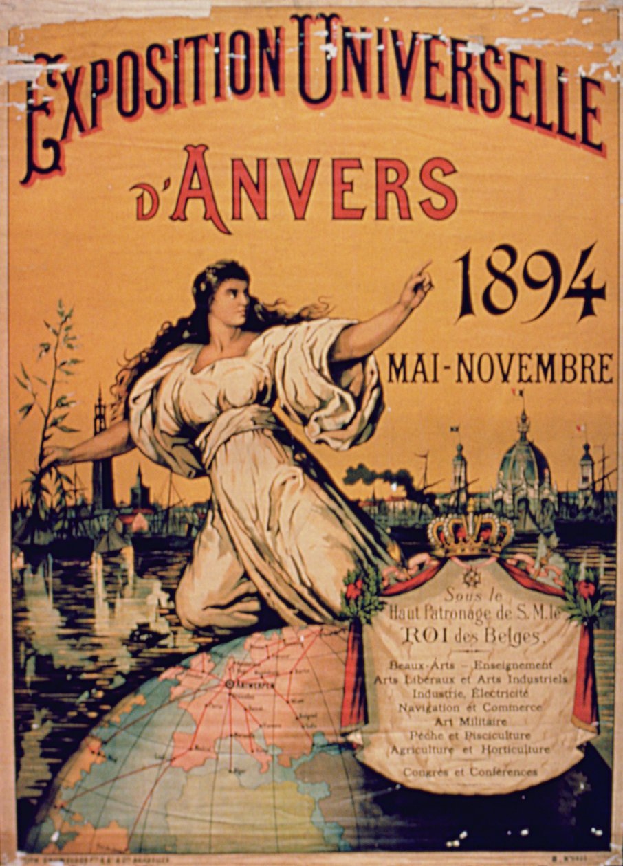 Póster para la Exposición Universal de Amberes, mayo-noviembre 1894 de French School