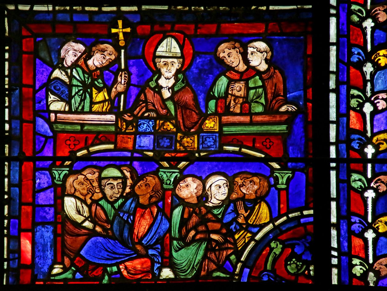 Predicación, escena de la Vida de San Martín, Catedral de Chartres de French School