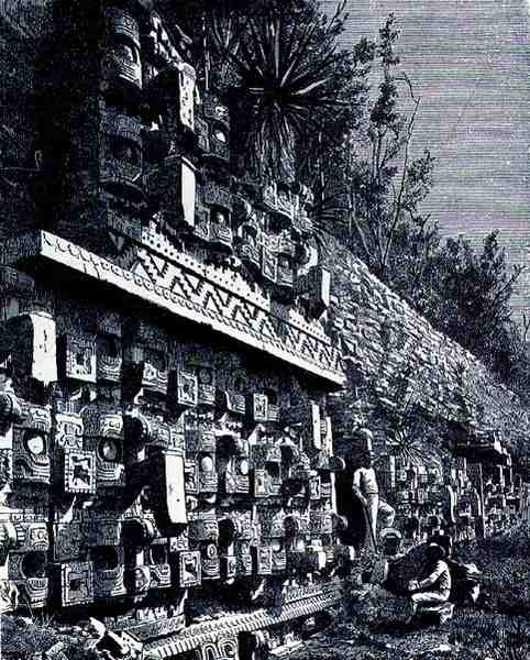 Ruinas del primer palacio de Kabah, de Las ciudades antiguas del Nuevo Mundo, por Claude-Joseph-Desire Charnay, pub. 1887 de French School