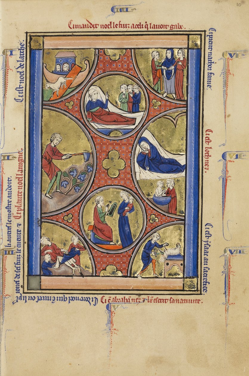 Escenas de las Vidas de Noé y Abraham, c.1250-60 de French School