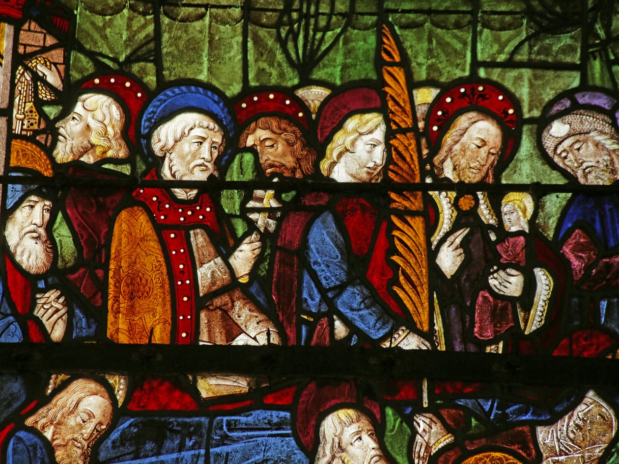 Vidriera que representa a los Apóstoles en la Muerte de la Virgen de French School