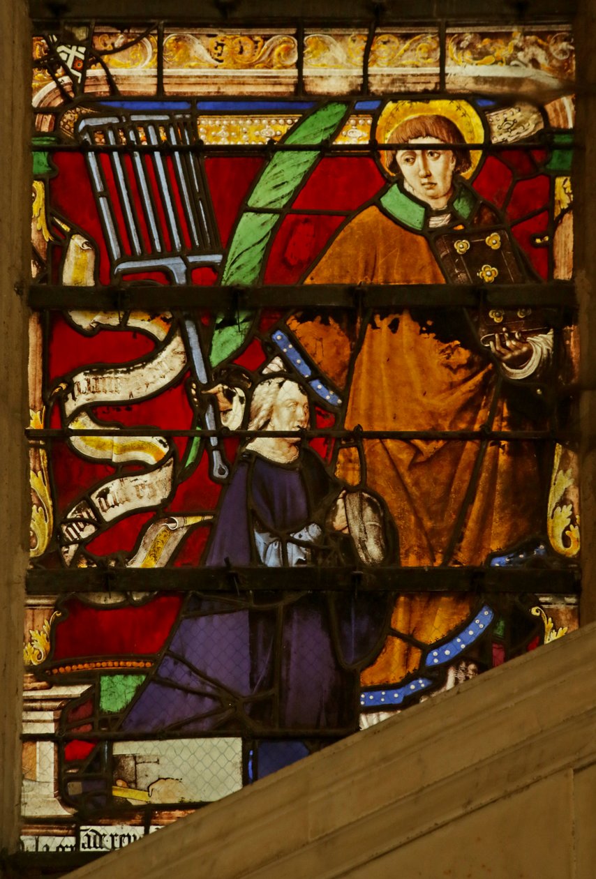 Ventana que representa a Donante y San Lorenzo de French School