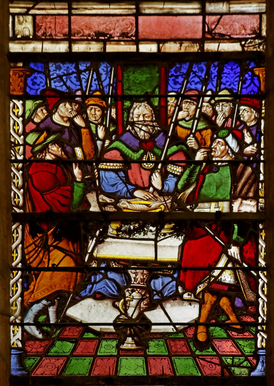 Ventana que representa a Moisés y el cordero pascual de French School
