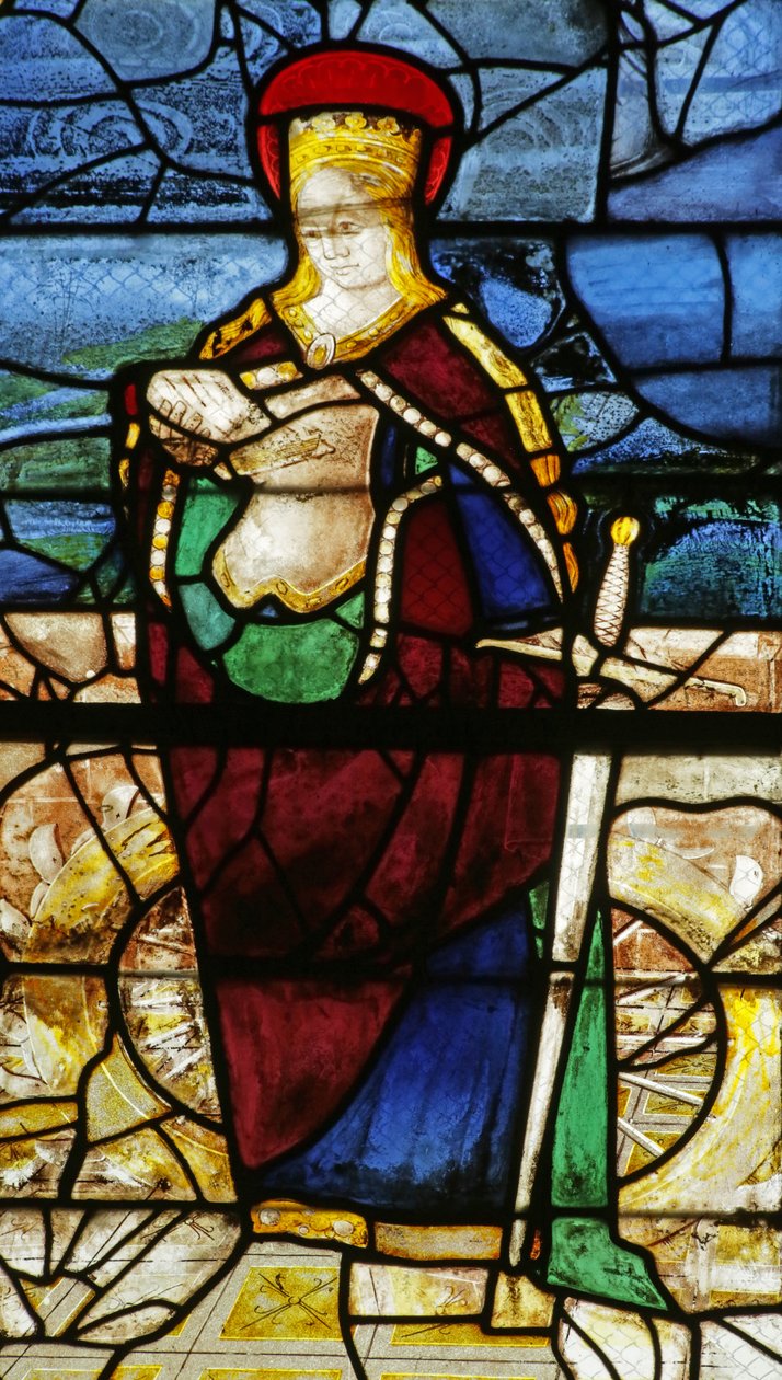 Ventana que representa a Santa Catalina con Rueda Rota de French School