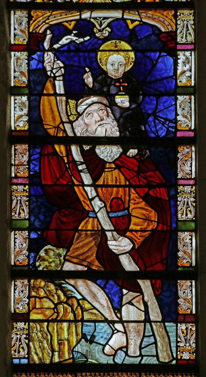 Vidriera que representa a San Cristóbal de French School