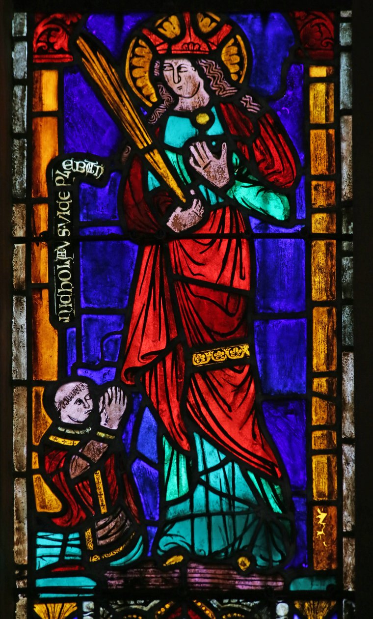 Ventana que representa a Santa Margarita con Donante de French School