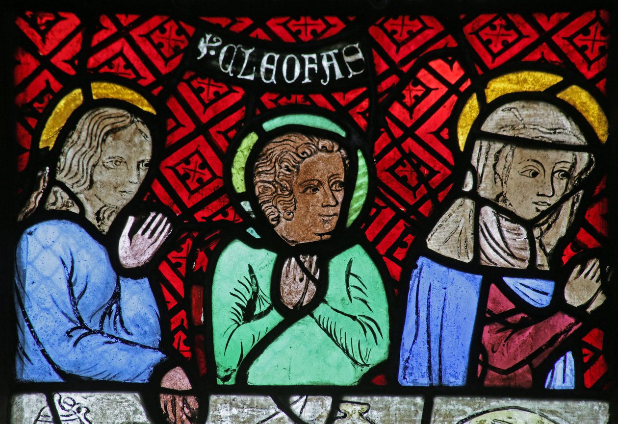 Ventana que representa Tres figuras de las Bodas de Caná de French School