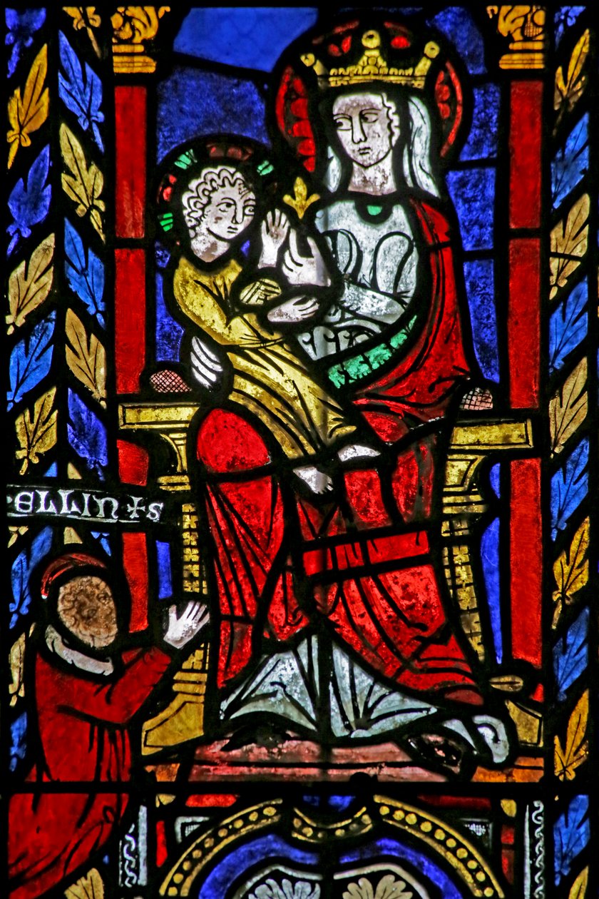 Ventana que representa a la Virgen y el Niño de French School