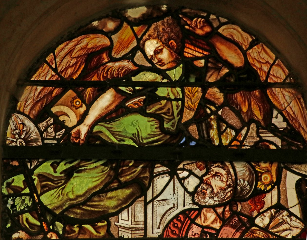 Ventana que representa al ángel visitando a San Pedro en prisión, siglo XVI-XVII de French School