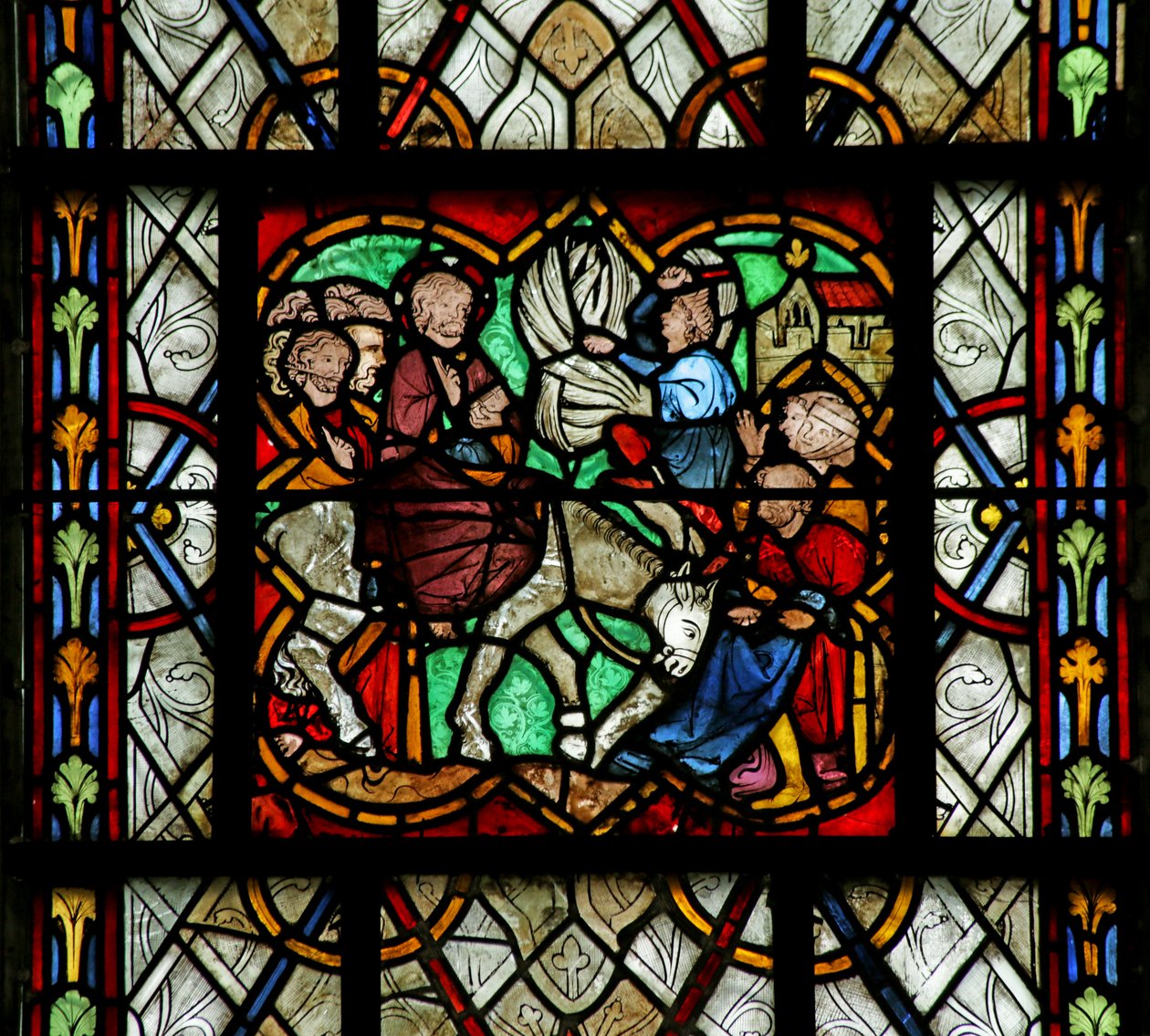 Ventana que representa la entrada a Jerusalén de French School
