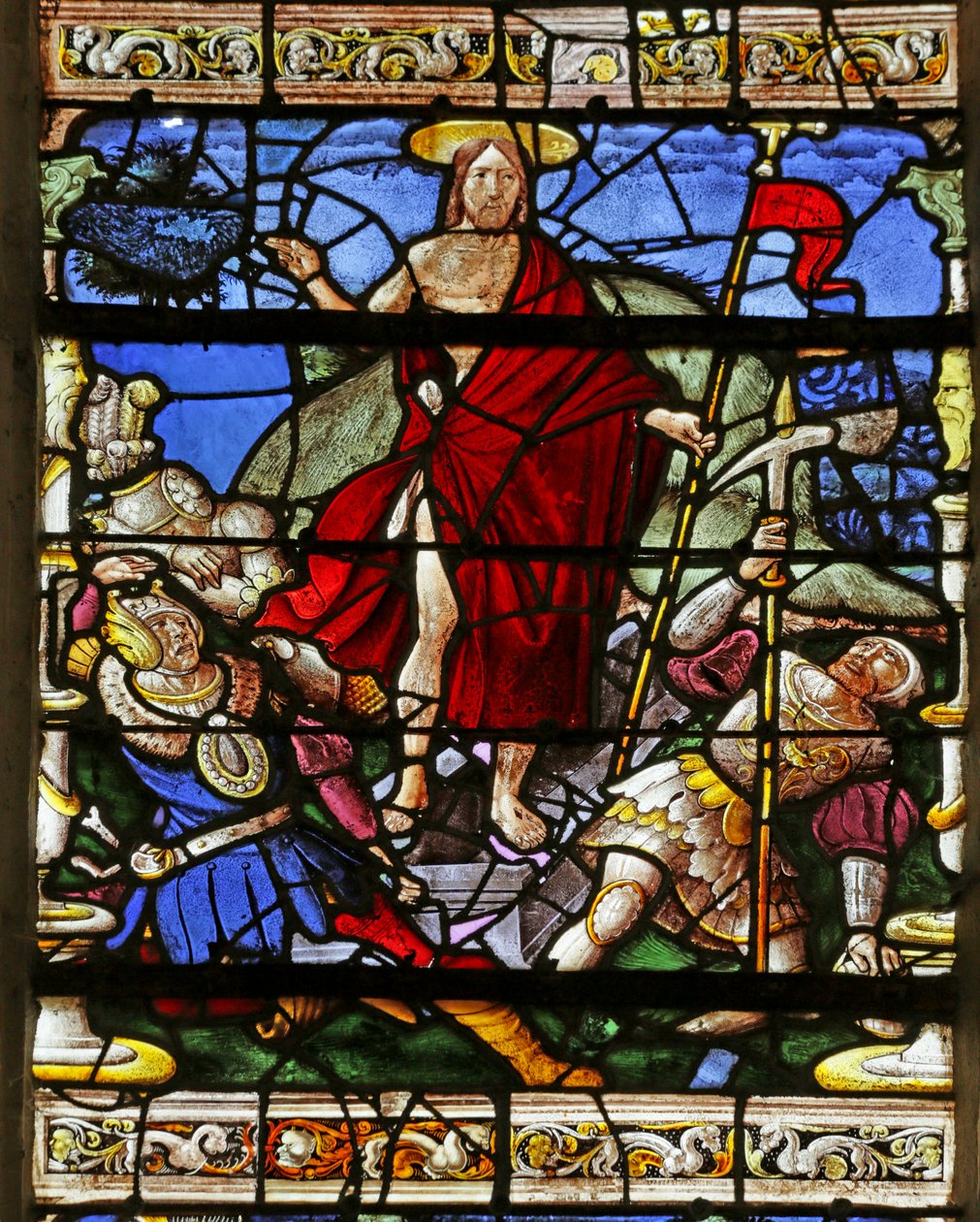 Vidriera que representa la Resurrección de French School