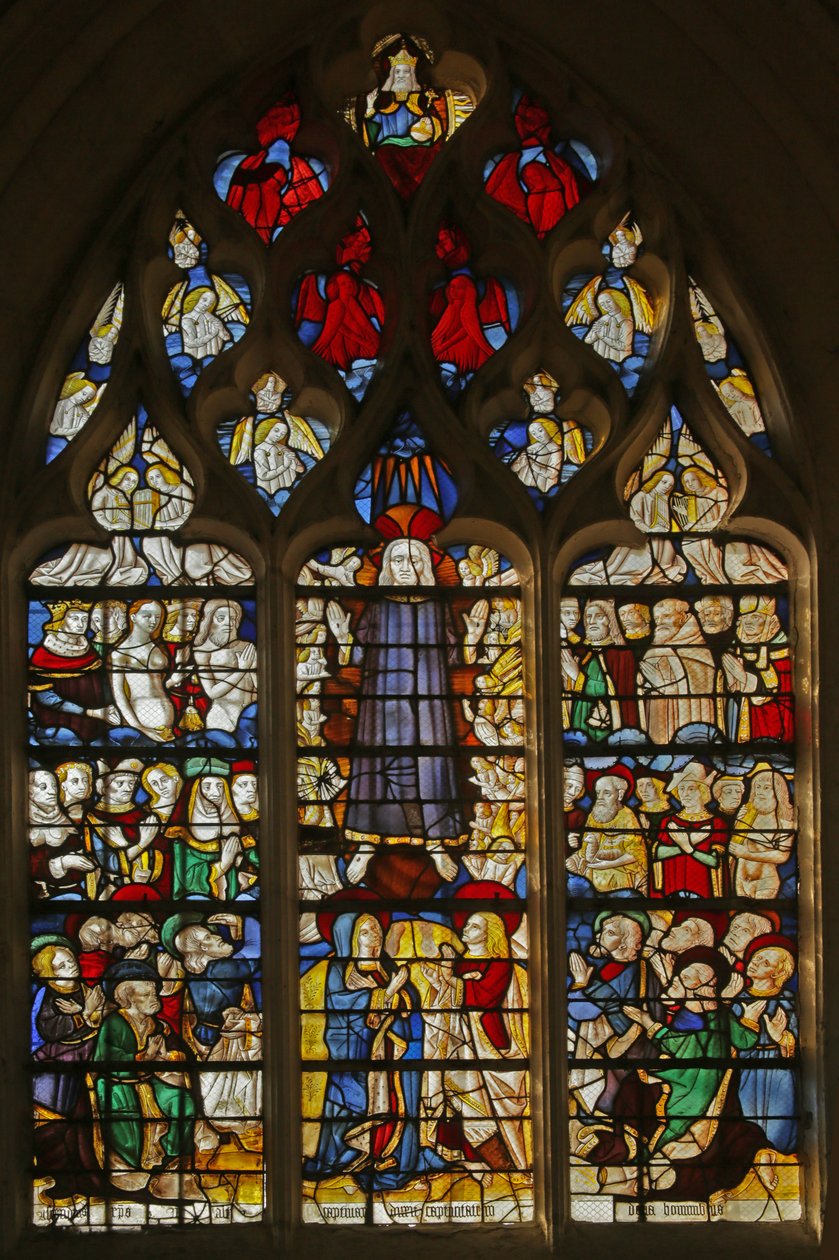 Vidriera que representa la Segunda Venida de Cristo de French School