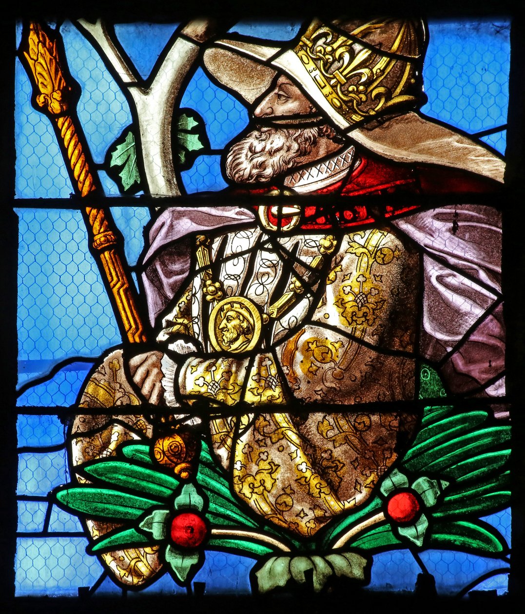 Ventana que representa el Árbol de Jesé (mayormente moderna) de French School