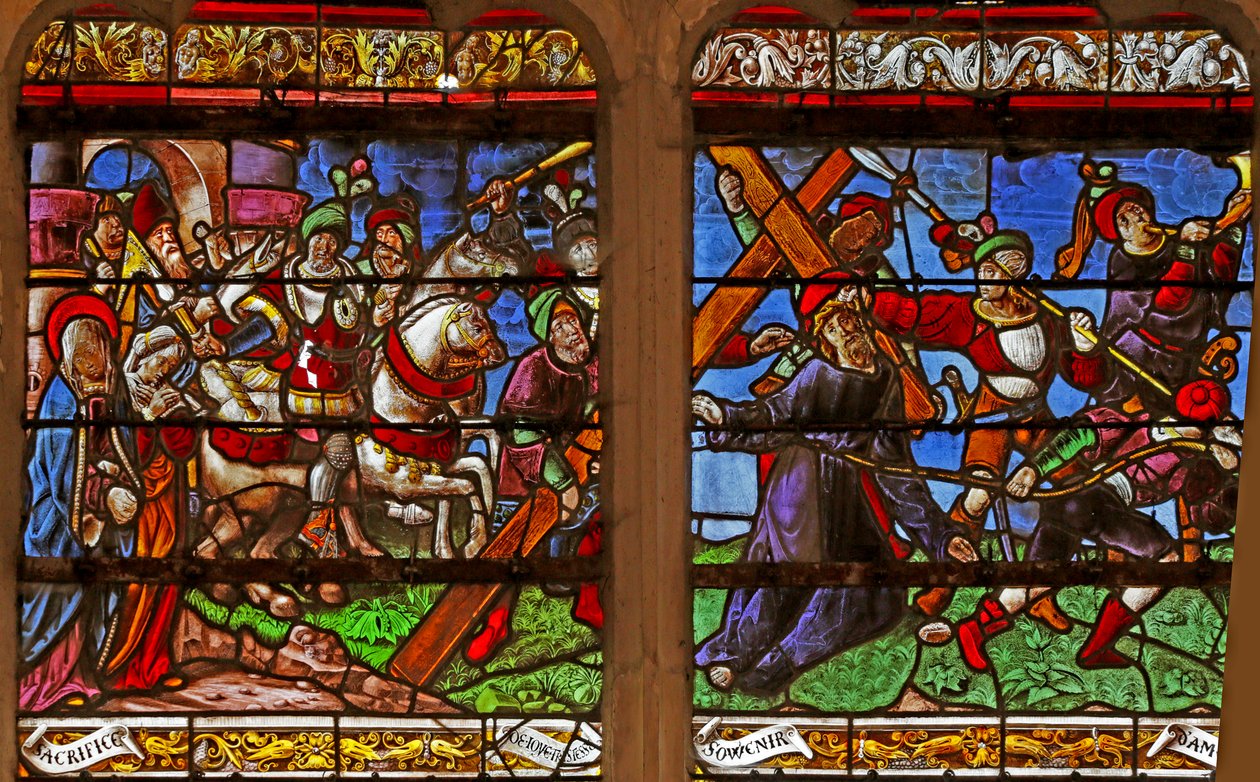 Ventana que representa el Vía Crucis de French School