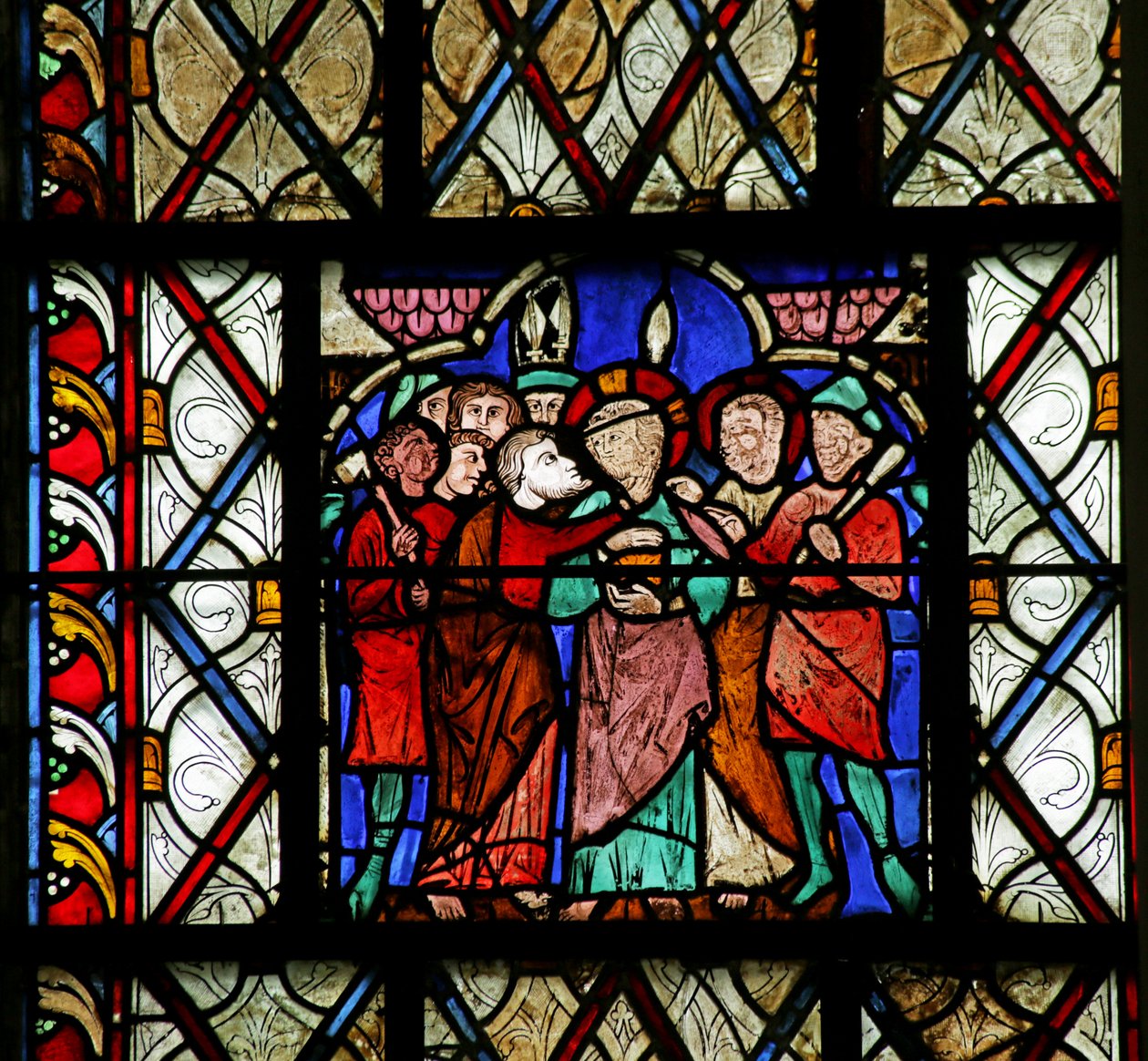 Ventana que representa el Vía Crucis de French School