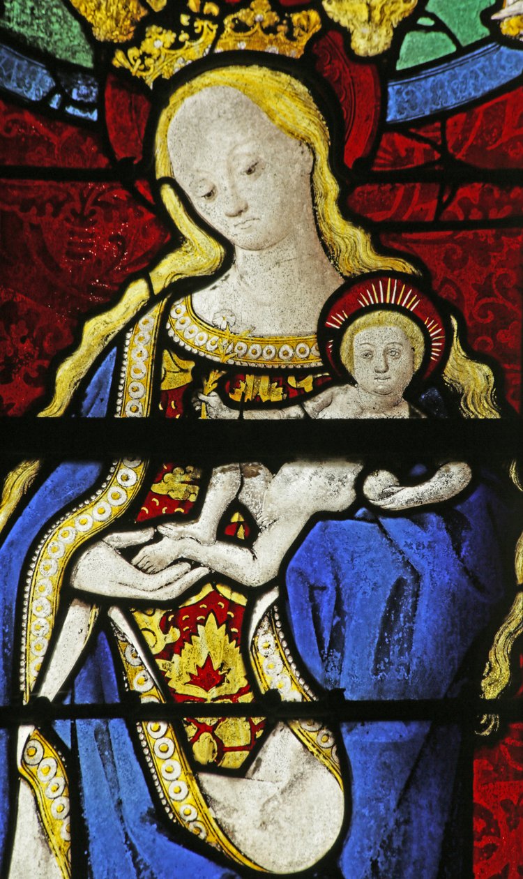 Vidriera que representa a la Virgen María de French School