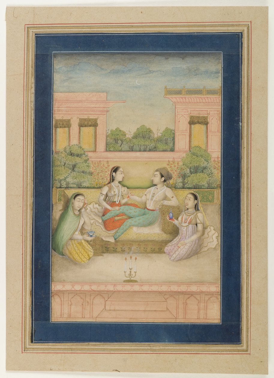 Un Príncipe y su Consorte en una Terraza, c.1800 de Indian School