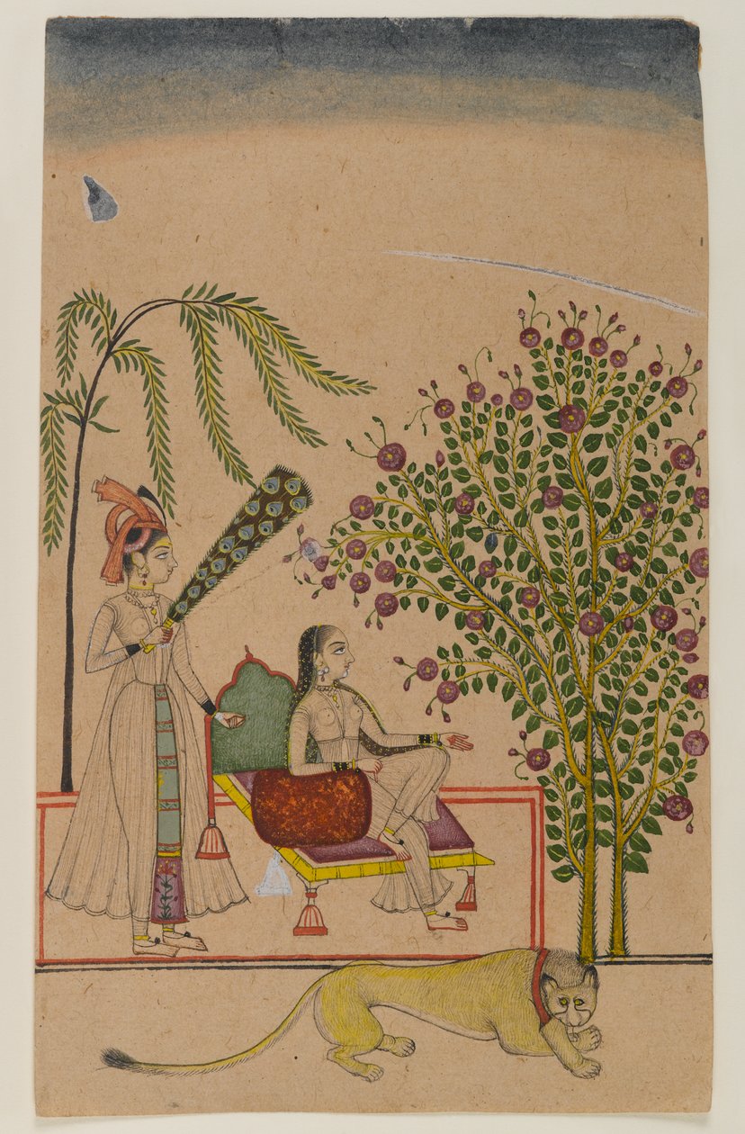 Princesa Sentada con Asistente y León de Indian School