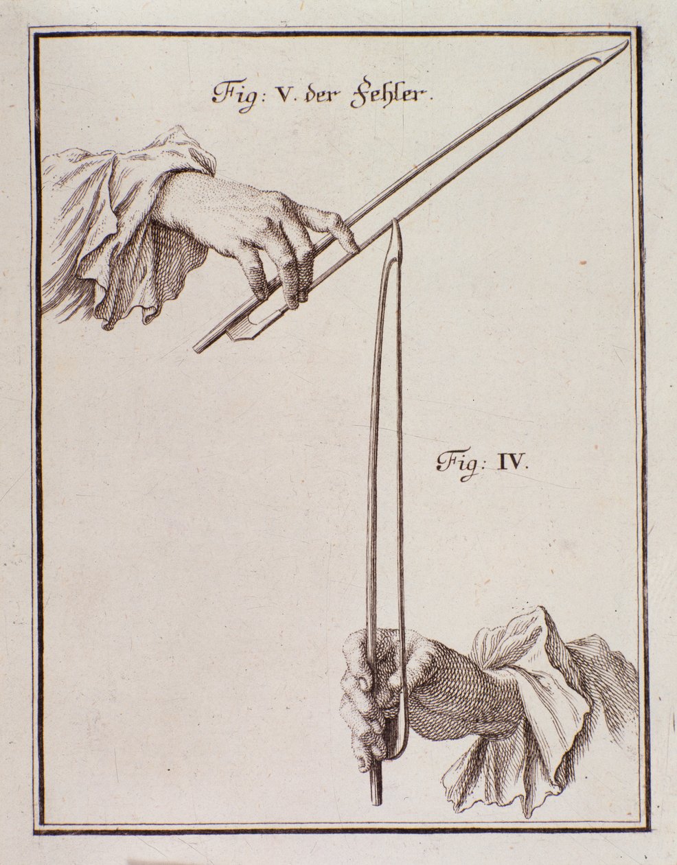 Cómo sostener el arco Página del método de violín por Leopold Mozart (1719-1787) padre de Wolfgang Amadeus de Italian School