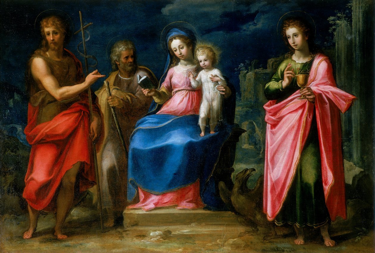 Madonna y Niño con San José, San Juan Bautista y San Juan Evangelista de Italian School