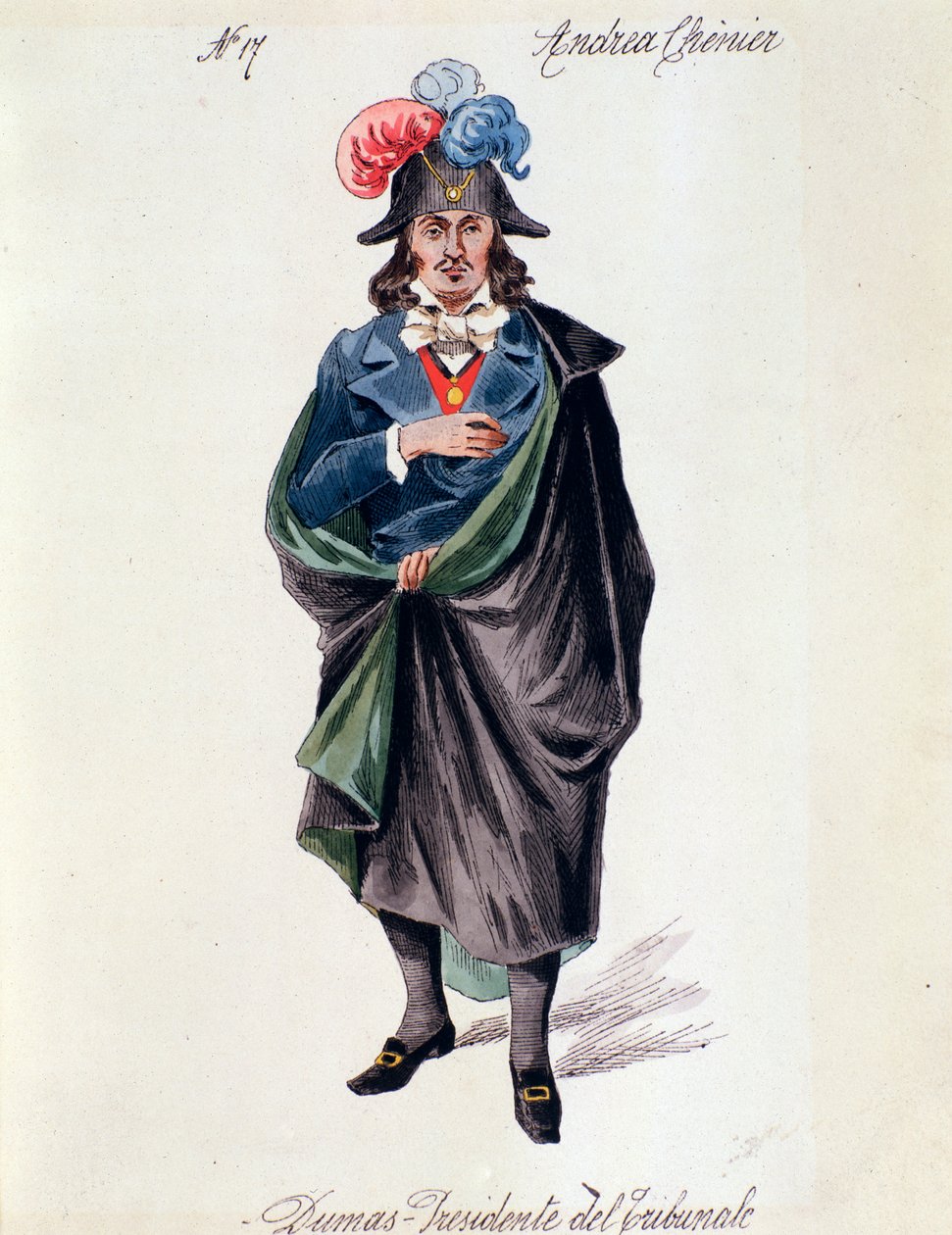 Representación de Dumas, maestro de la casa en la ópera Andrea Chenier por Umberto Giordano con libreto italiano de Luigi Illica de Italian School