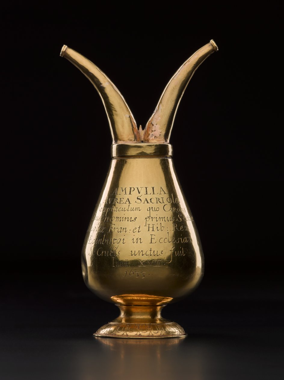 Ampolla que contenía el aceite sagrado para la coronación de Carlos I (1600-49) en Holyroodhouse el 18 de junio de 1633, posiblemente hecha por James Dennistoun, Deacon de la incorporación de Edimburgo de Oro de Scottish School