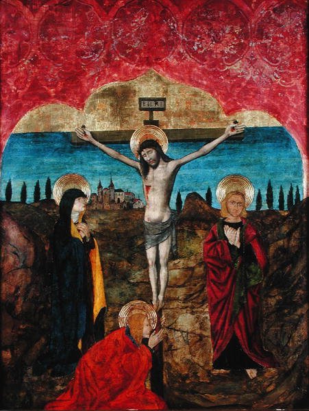 Cristo en la cruz entre la Virgen, San Juan y María Magdalena de Spanish School