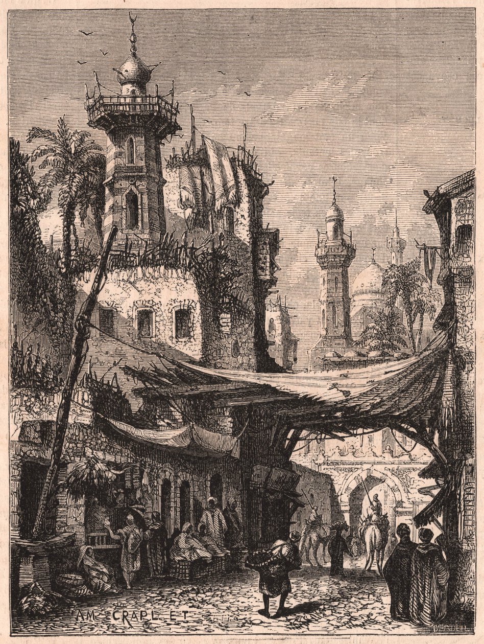 Vista de una calle en la parte antigua de El Cairo, Egipto de Unknown
