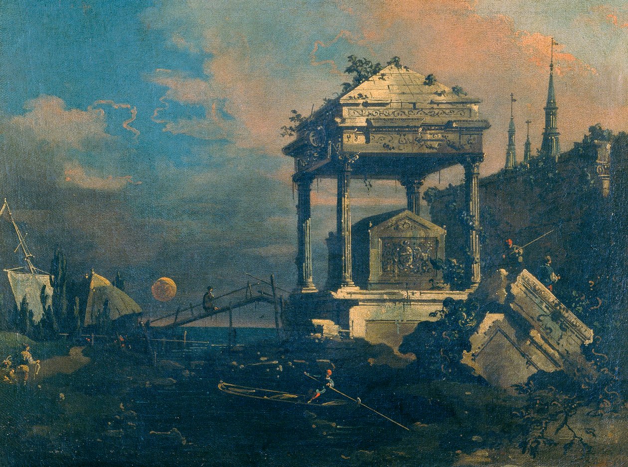 Capricho con una tumba de Giovanni Antonio Canal
