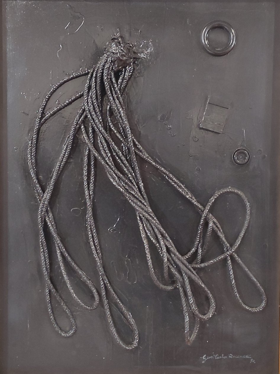 G. C. Riccardi, Combustione n. 3, 1990, Técnica mixta sobre lienzo, 60x80, Arpino, Fundación Umberto Mastroianni, Italia. de Gian Carlo Riccardi