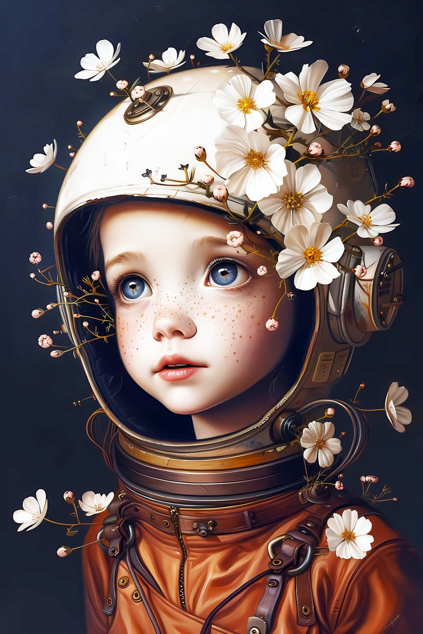 niño astronauta en el planeta Flores, tamaños de impresión de imágenes personalizadas de F. Abderrahim