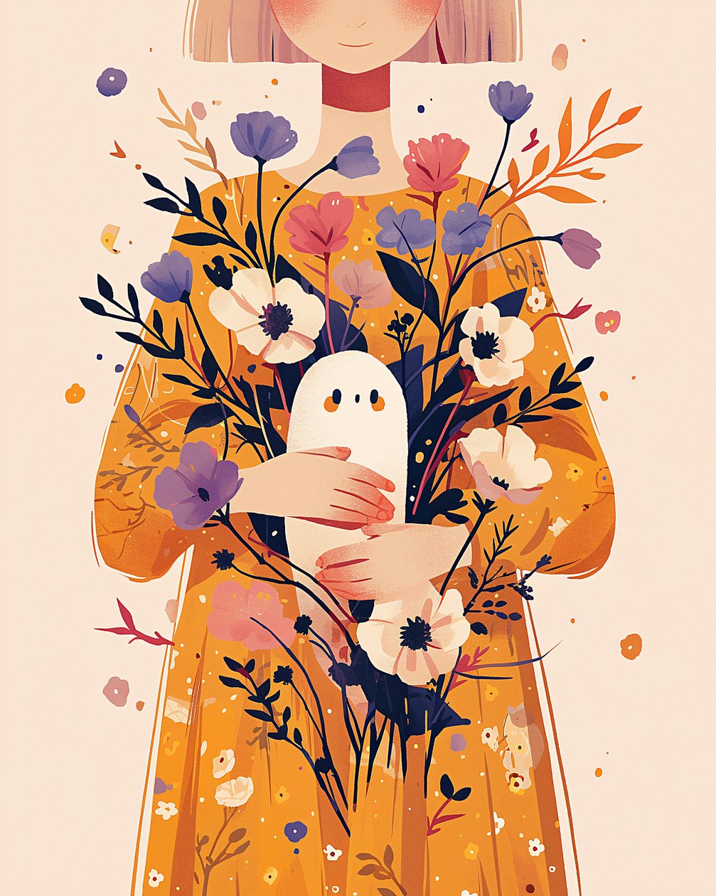 Stilvolle Innenraum-Blumendekoration mit minimalistischen Blumen-Kunstdrucken von F. Abderrahim