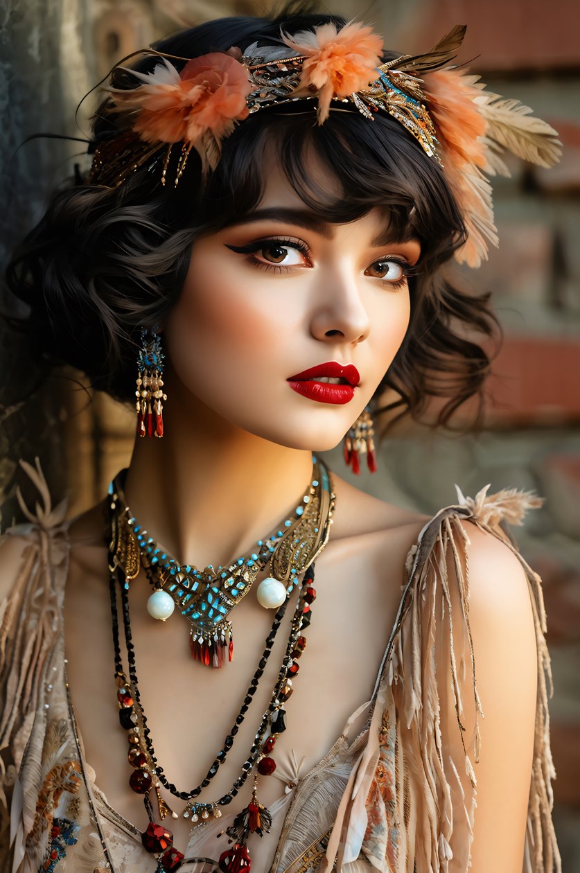 A Beautiful lady at a festival 1920s | hall  hotel wall decoration - Copie de F. Abderrahim