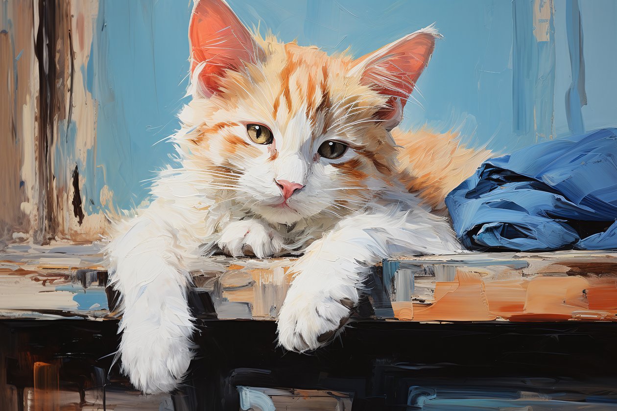 Pintura sobre lienzo de gato rubio descansando, impresiones artísticas de mascotas, decoración de pared de animales de F. Abderrahim