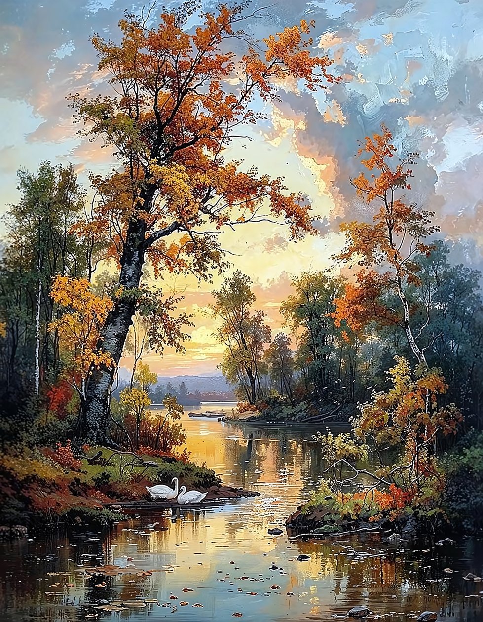 Un arroyo corre a través de un bosque verde, Wall Decor en venta de F. Abderrahim