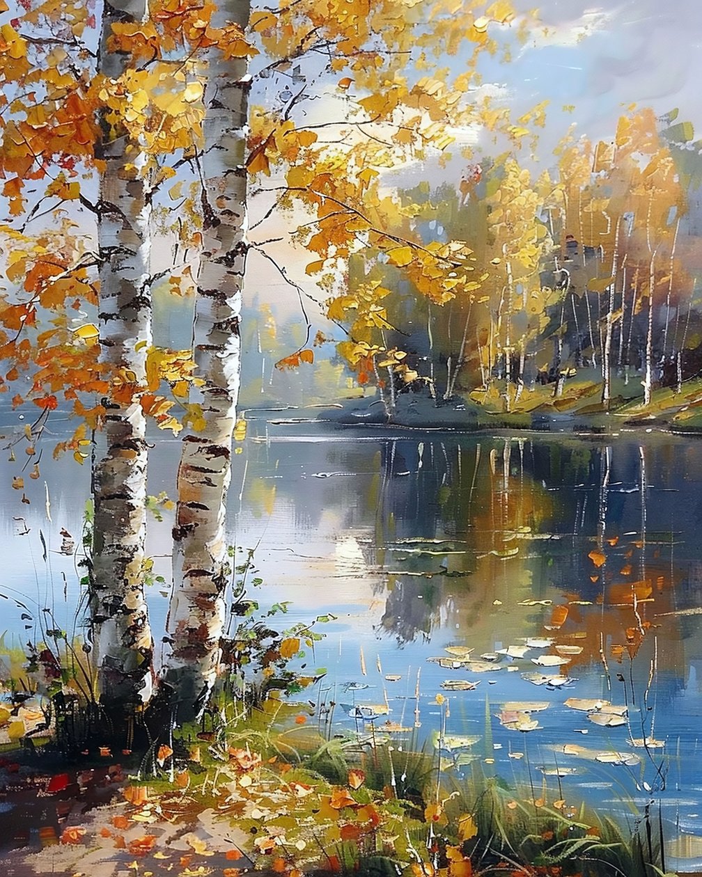 Paisaje y árboles con aguas prístinas, impresiones en lienzo online de F. Abderrahim